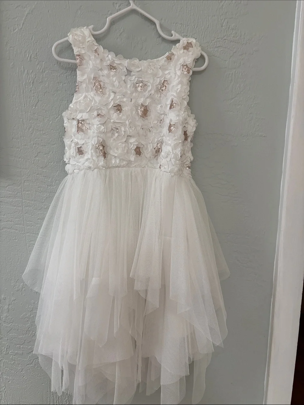Pink Princess Ivory Floral Tulle Party Dress